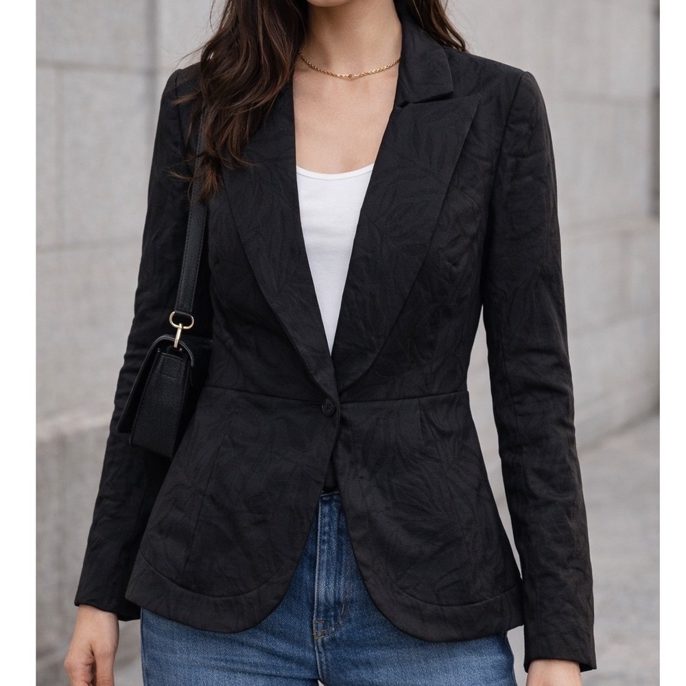 Zac Posen New York Black Textured‎ Blazer Size 4 NWT $590 Designer Jacket